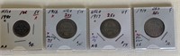 Canadian NFLD 10,20, 25(2) Cent Pieces (4pcs)