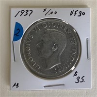 1937 Canada Silver Dollar VF30
