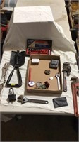 Portable shovel, socket wrench set, lock