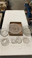 Glass trays and bowls