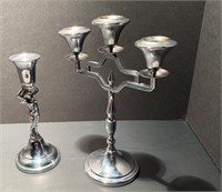 ART DECO FARBER BROTHERS CANDLE STICKS 9" & 11"
