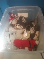 Storage tote of holiday lights and other