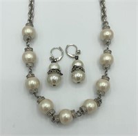 TRIFARI Faux Pearl & Rhinestone Necklace  Earrings