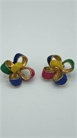 GAY BOYER Colorful Ribbon Bow Clip Earrings