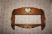 Wooden Wall Shelf with Heart Cut Outs
