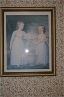Framed and Matted Picture of Girls and Lillies