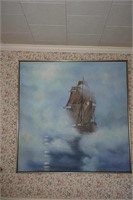Oil on Canvas Ship Signed