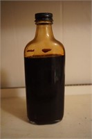 Vintage Glass Bottle With Medicine, Black Liquid