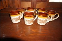 Collection of Seven Wheat Theme Coffee Mugs