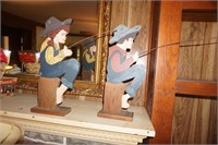 Wooden Figures Boy and Girl Fishing