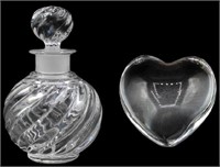 Baccarat Glass Heart Paperweight & Perfume Bottle