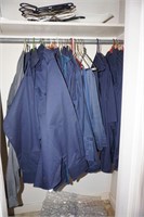 Closet of Work Clothes Jackets, Pants, Shirts