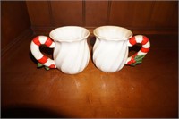 Two Christmas Mugs with Candy Cane Handles
