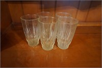 Set of Five Clear Vintage Drinking Glasses
