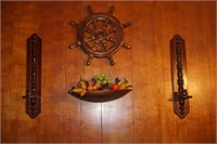 Vintage Wooden Wall Decor with Fruit Nautical