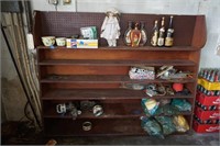 Vintage Wooden and Peg Board Shelving Unit