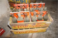 Yellow Coca Cola Wooden Tray with Glass Bottles