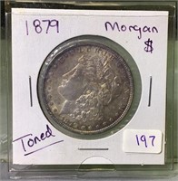 1879 US Morgan silver dollar toned