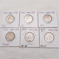 Wash Quarters Silver High Grade (6)