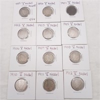 12 Liberty V-Nickels 1883-1912