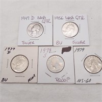 5 Wash Quarters Incl Silver