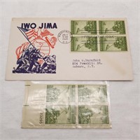 1945 Iwo Jima 1st Day Issue + Block