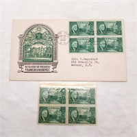 1945 FDR 1st Day Issue + Block