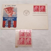 1954 US Postage 1st Day + Block