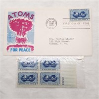 1955 Atoms for Peace 1st Day + Block