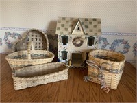 Handmade/signed baskets - wooden birdhouse