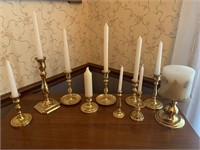 Assorted brass candlesticks (10)