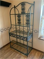 Metal etagere w/ glass shelves or bakers rack