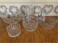 Assorted cut glass crystal bowls