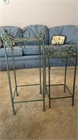 Two metal decorative plant stands