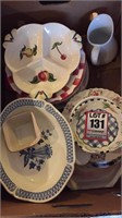 Decorative plates, bowls, covered casserole,