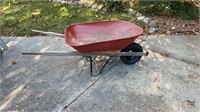 Red metal wheelbarrow