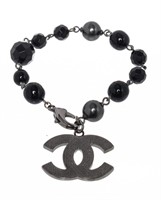 Chanel Beaded CC Black Bracelet