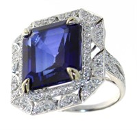 14kt White Gold 21.00 ct Sapphire & Diamond Ring