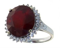 14kt Gold 14.22 ct Oval Ruby & Diamond Ring