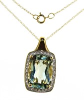 10kt Gold Natural 5.50 ct Green Amethyst Necklace