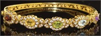 Genuine Gemstone & White Topaz Cuff Bracelet