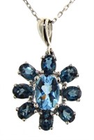 Natural 3.10 ct London & Swiss Blue Topaz Necklace