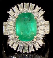14kt Gold 7.28 ct Emerald & Diamond Ring