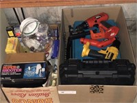 2 Boxes Misc. Housewares and Battery Tools