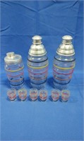 Vintage Ringware Drink Shakers and Glasses