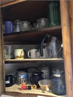 3 Shelves Glassware, Mugs, Measures, etc.