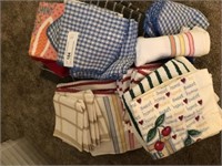 Box Lot of Kitchen-Related Textiles