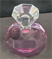 Signed pink  lucite faux cologne bottle, 5"×6"