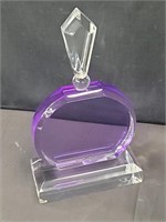 Signed purple lucite faux cologne, 6"×11"