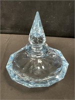 Blue crystal cologne bottle approx 4"x5"